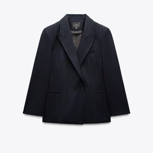Zara Navy Pinstripe Oversized Blazer (Worn Once)